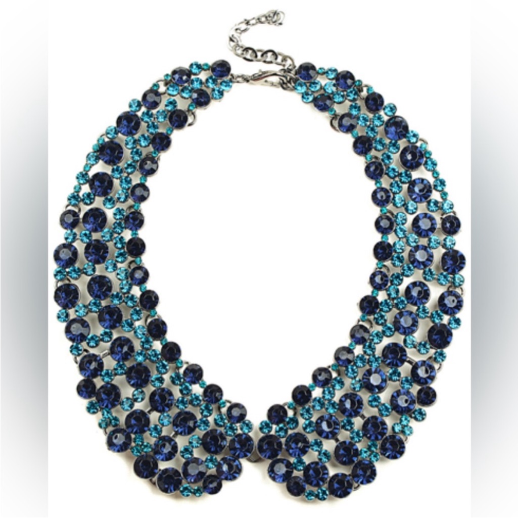 Eye Candy La Diana Blue Crystal Lady Collar Necklace